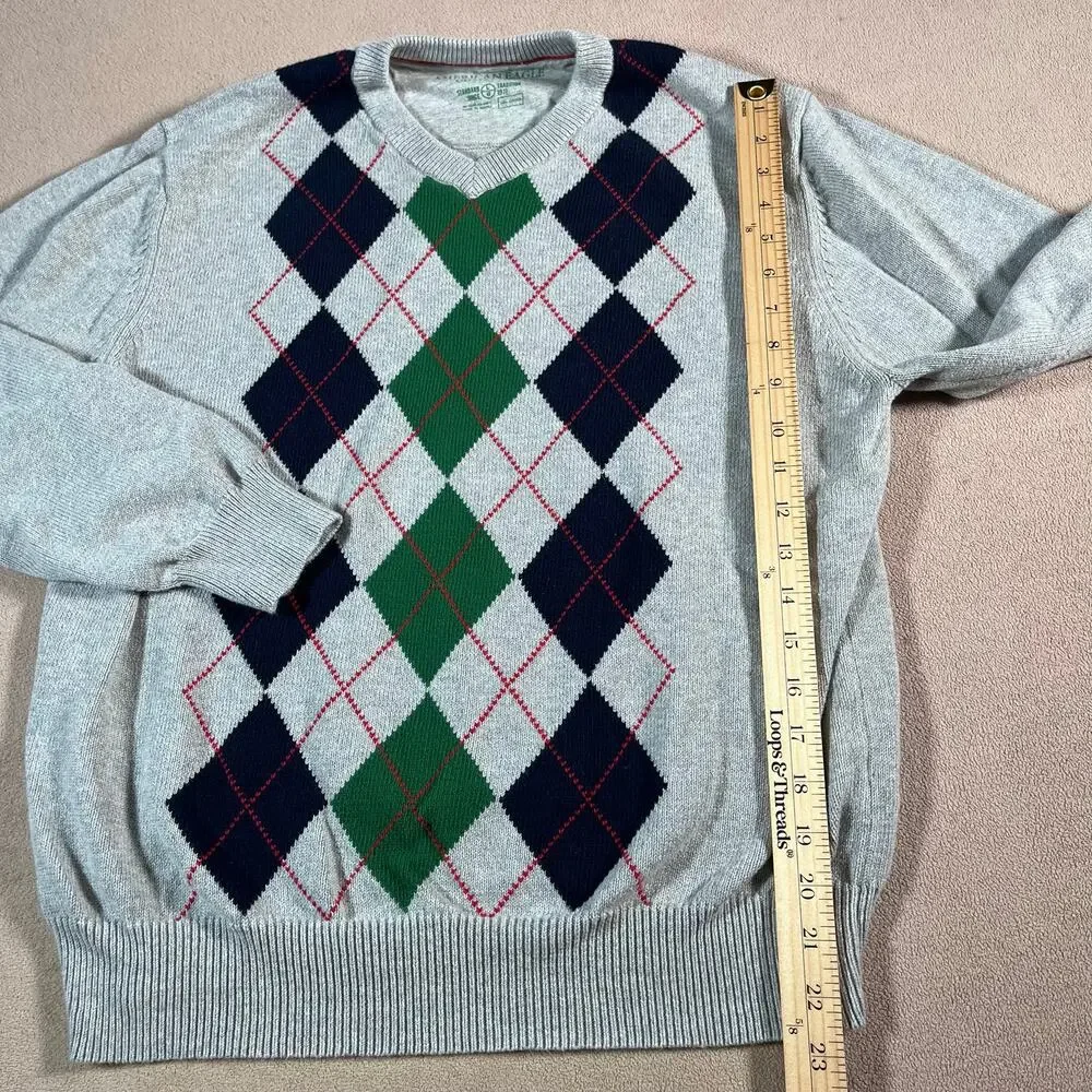 VTG 90s Y2K American Eagle Argyle Academia Pullover Cotton Sweater Men's L Golf